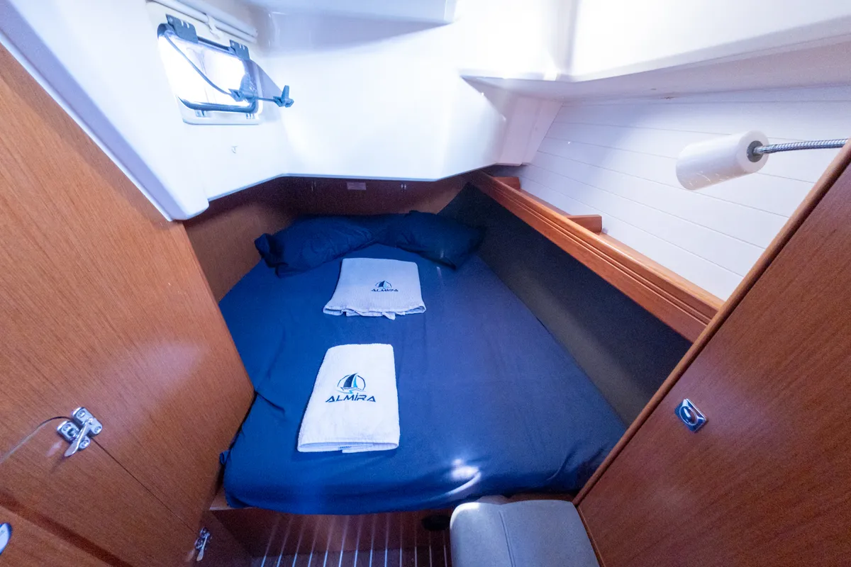 Cabin on Almira, a Bavaria Cruiser 37 sailboat at Fethiye, Turkey