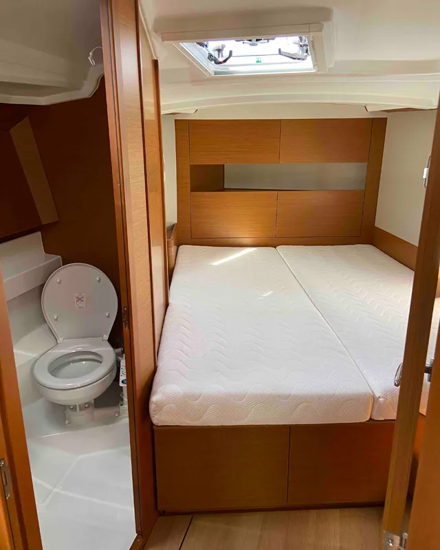 Cabin on Fortnite, a Jeanneau Sun Odyssey 410 sailboat at Castellammare di Stabia, Italy