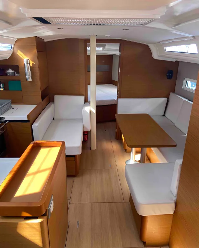 Salon of Fortnite, a Jeanneau Sun Odyssey 410 sailboat at Castellammare di Stabia, Italy