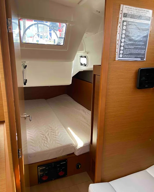 Cabin on Fortnite, a Jeanneau Sun Odyssey 410 sailboat at Castellammare di Stabia, Italy