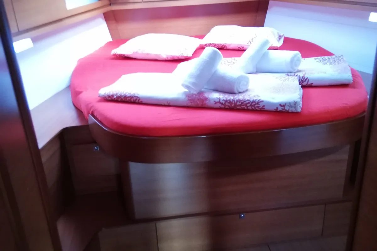 Cabin on My Life, a Dufour 450 Grand Large sailboat at Grad Pula, Croatia
