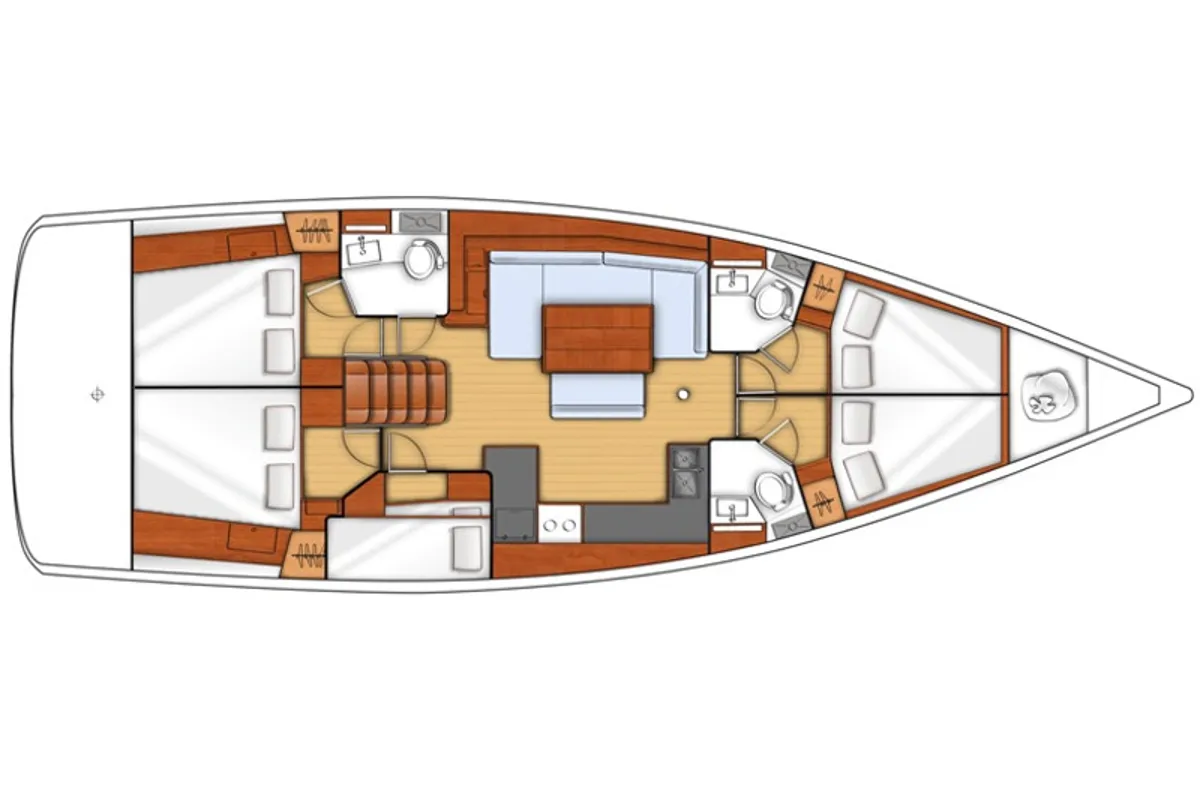 Floor plan of Pherousa, a Beneteau Oceanis 48 sailboat at Athens, Greece