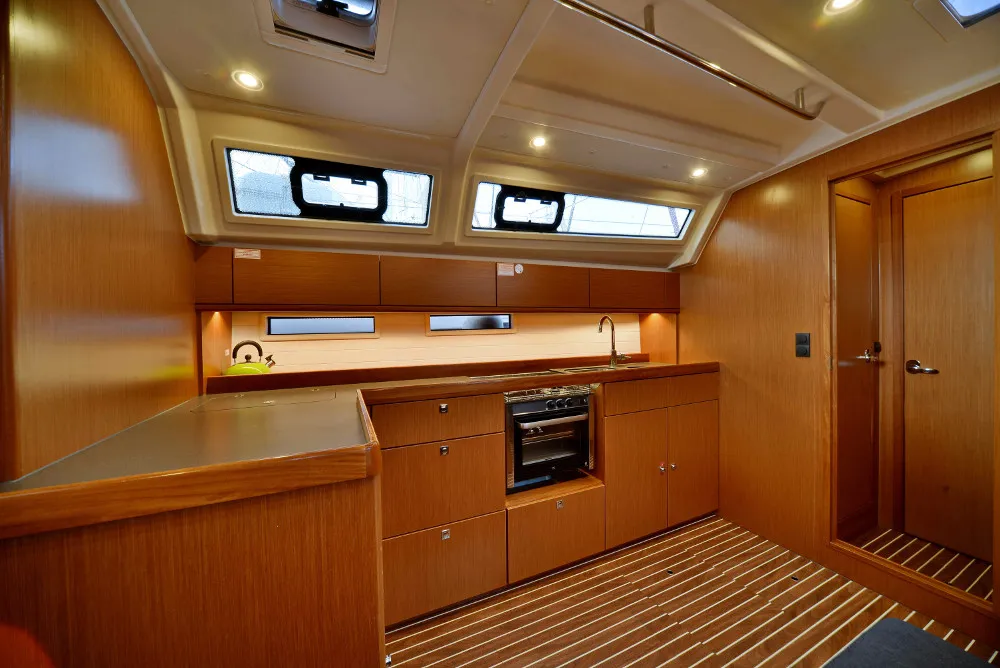 Galley of Leonidas II, a Bavaria Cruiser 46 sailboat at Athens, Greece
