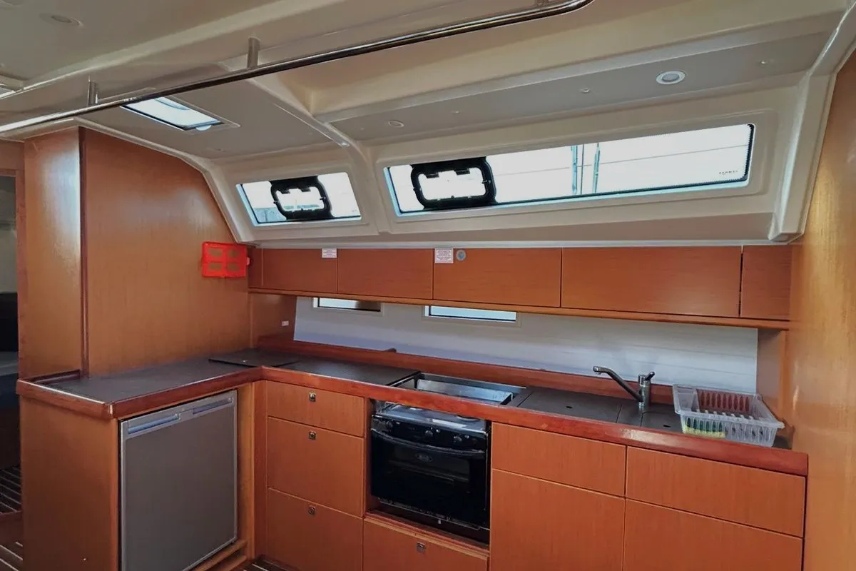 Galley of Leonidas II, a Bavaria Cruiser 46 sailboat at Athens, Greece