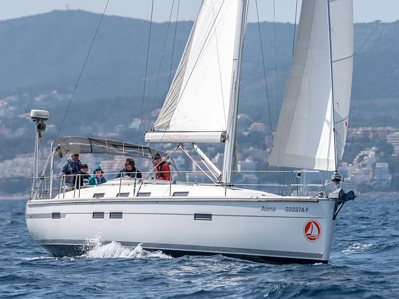 Exterior view of Alena, a Bavaria Cruiser 45 sailboat at Palma de Mallorca, Spain