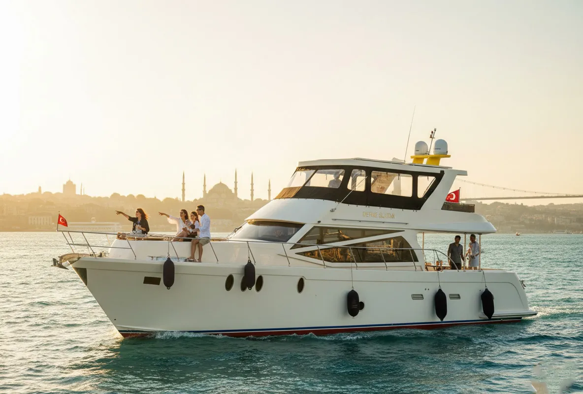 Deck of Defne Sultan, a Gulet Motoryacht motorboat at Kadıköy, Turkey