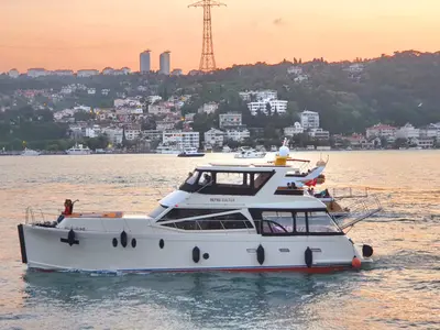Cockpit of Defne Sultan, a Gulet Motoryacht motorboat at Kadıköy, Turkey