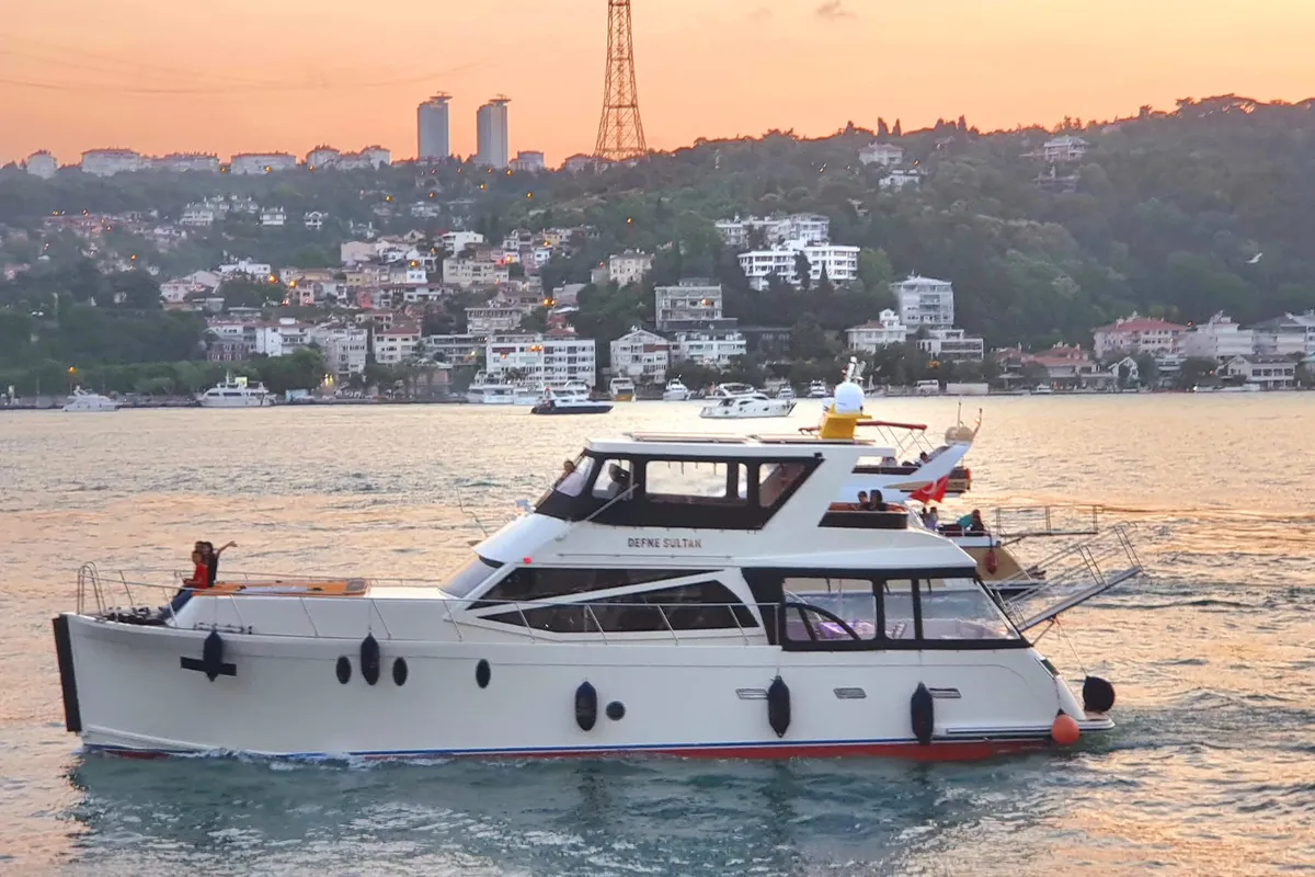 Cockpit of Defne Sultan, a Gulet Motoryacht motorboat at Kadıköy, Turkey