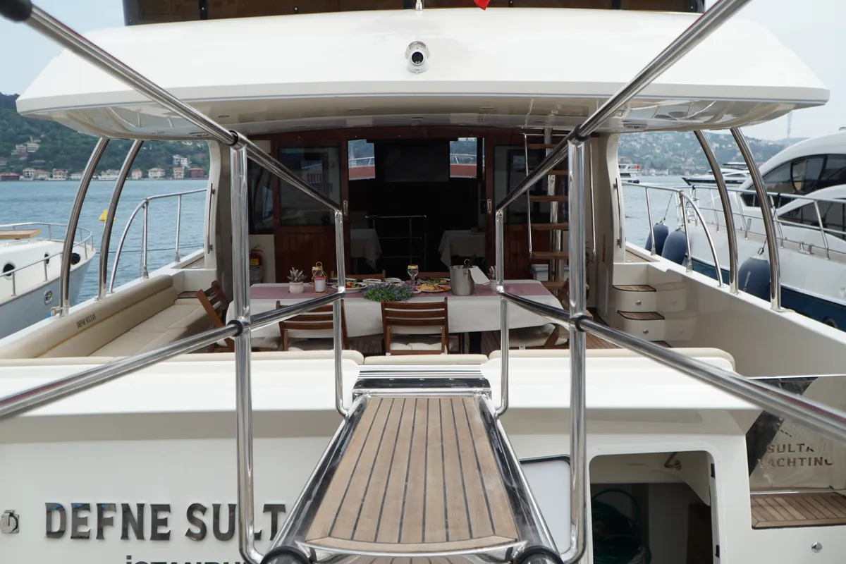Deck of Defne Sultan, a Gulet Motoryacht motorboat at Kadıköy, Turkey