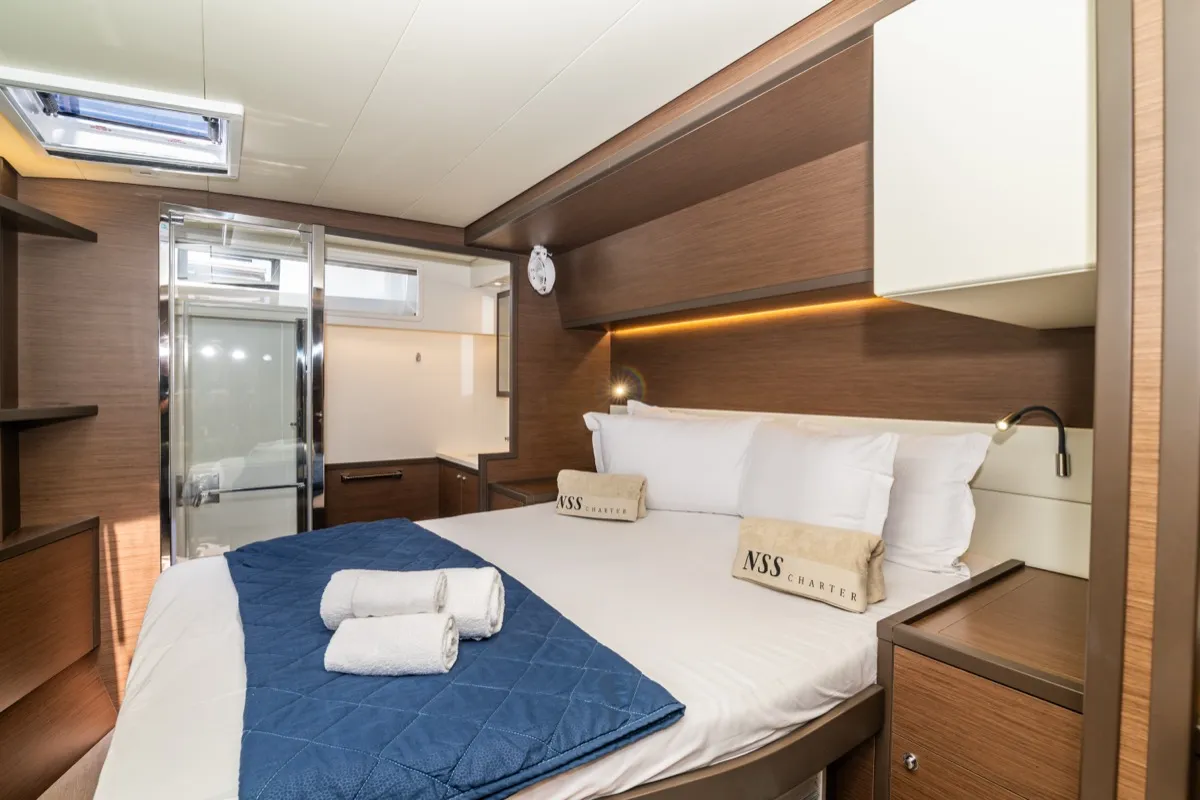 Cabin on Big Daddy, a Lagoon 52F catamaran at Olbia, Italy