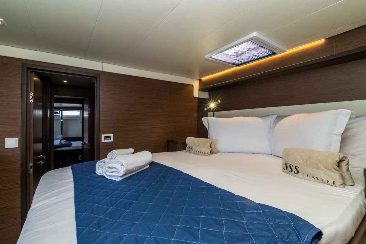 Cabin on Big Daddy, a Lagoon 52F catamaran at Olbia, Italy