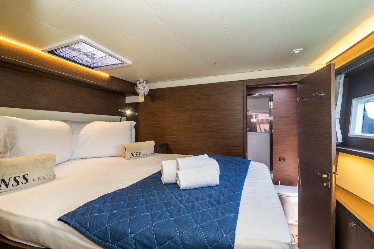 Cabin on Big Daddy, a Lagoon 52F catamaran at Olbia, Italy