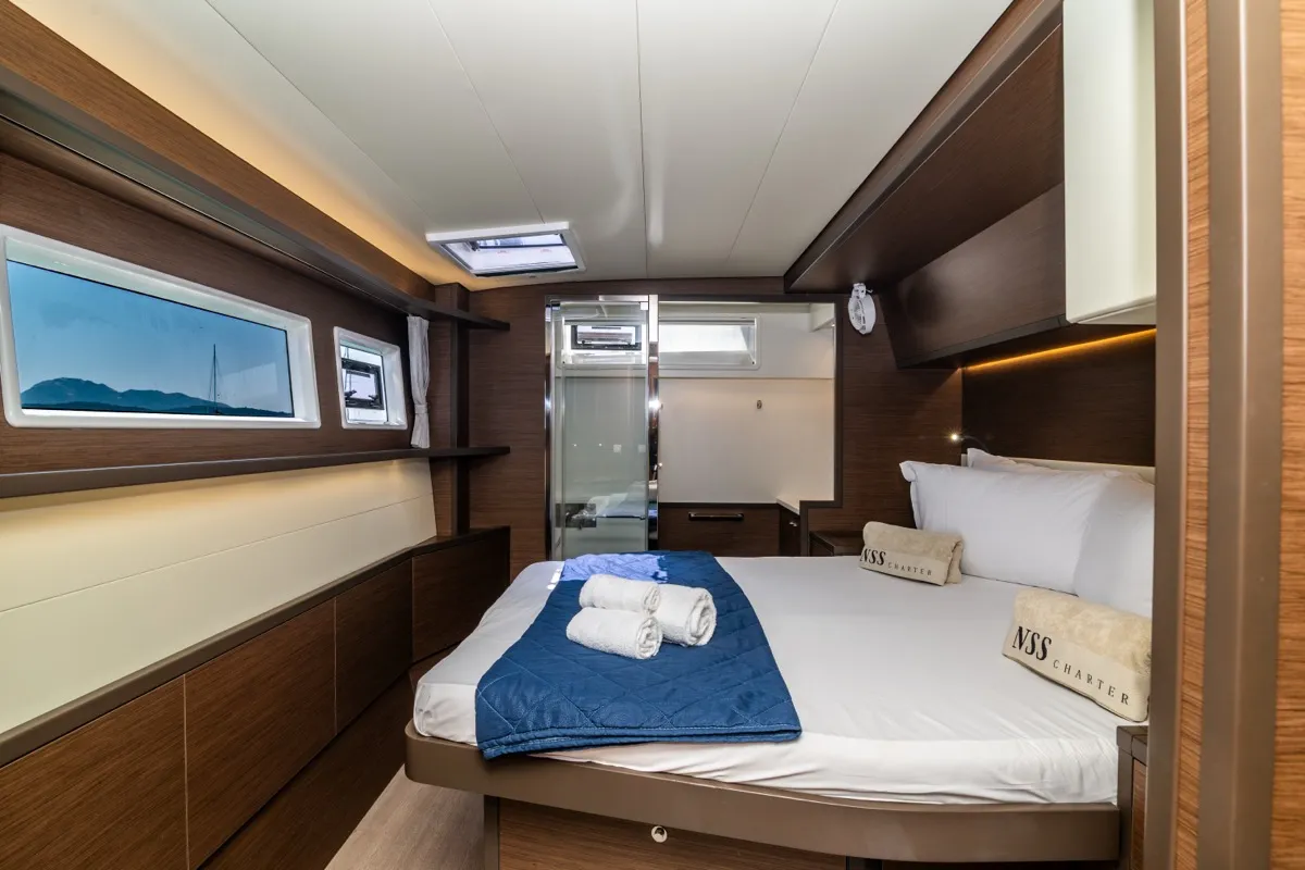 Cabin on Big Daddy, a Lagoon 52F catamaran at Olbia, Italy