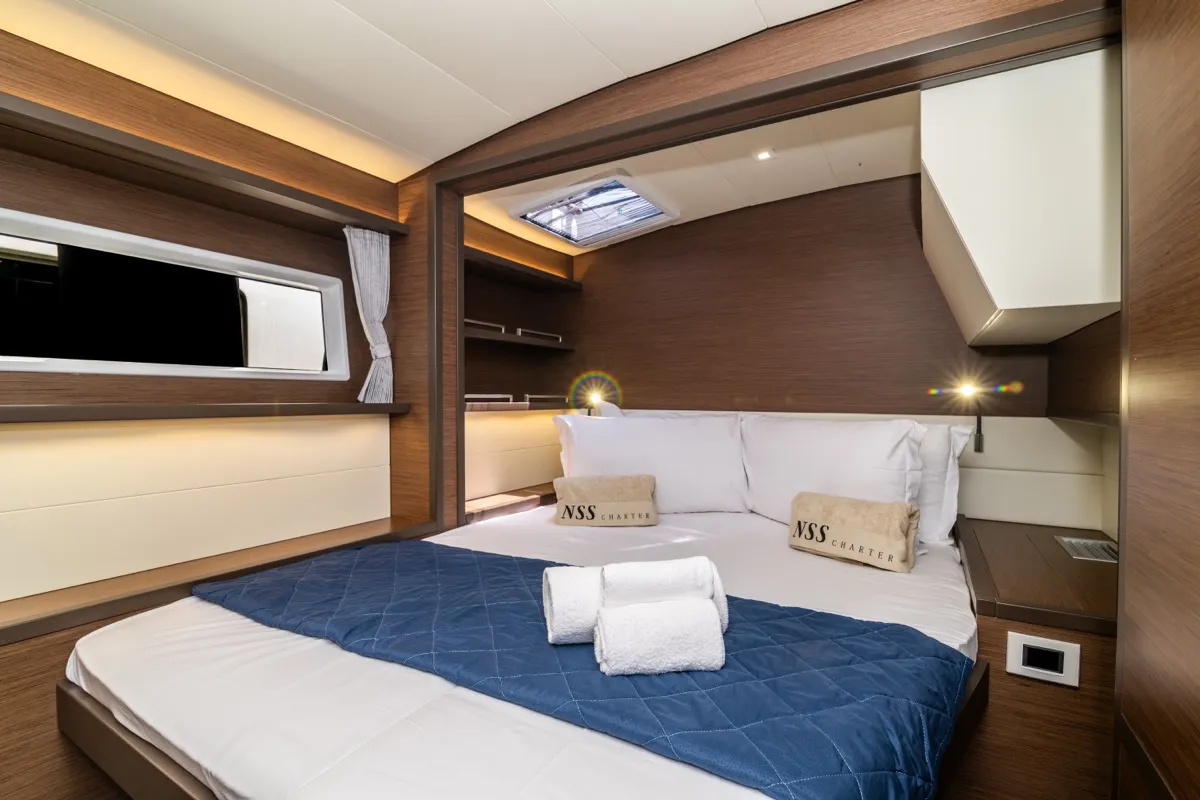 Cabin on Big Daddy, a Lagoon 52F catamaran at Olbia, Italy
