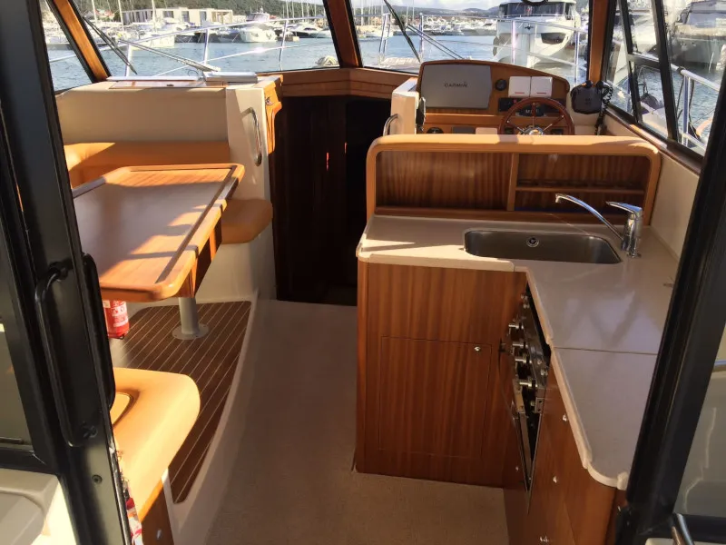 Cockpit of Tina II, a SAS - Vektor Adriana 44 motorboat at Zadar, Croatia