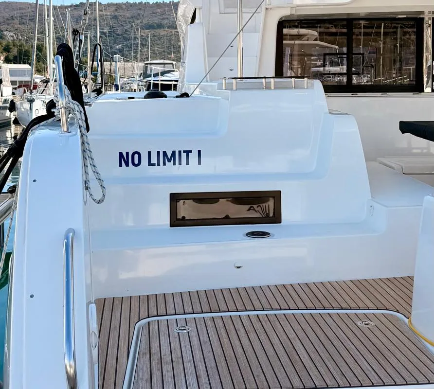 Deck of No Limit I, a Lagoon 46 catamaran at Primošten, Croatia