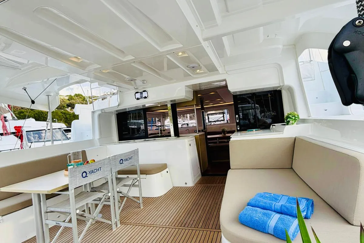 Deck of No Limit I, a Lagoon 46 catamaran at Primošten, Croatia
