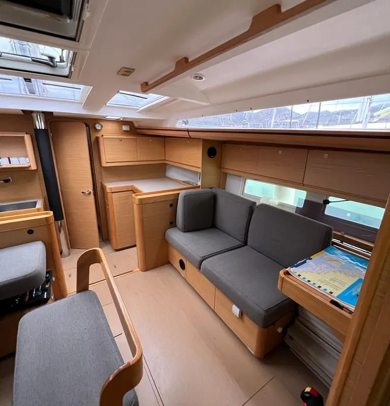 Salon of Valle d'Aosta, a Dufour 520 Grand Large sailboat at Piombino, Italy