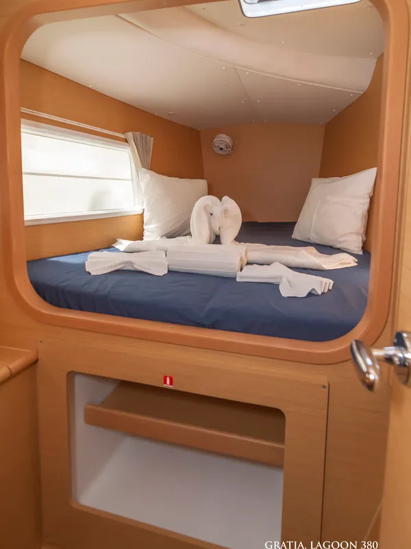 Cabin on Gratia, a Lagoon 380 catamaran at Dubrovnik, Croatia