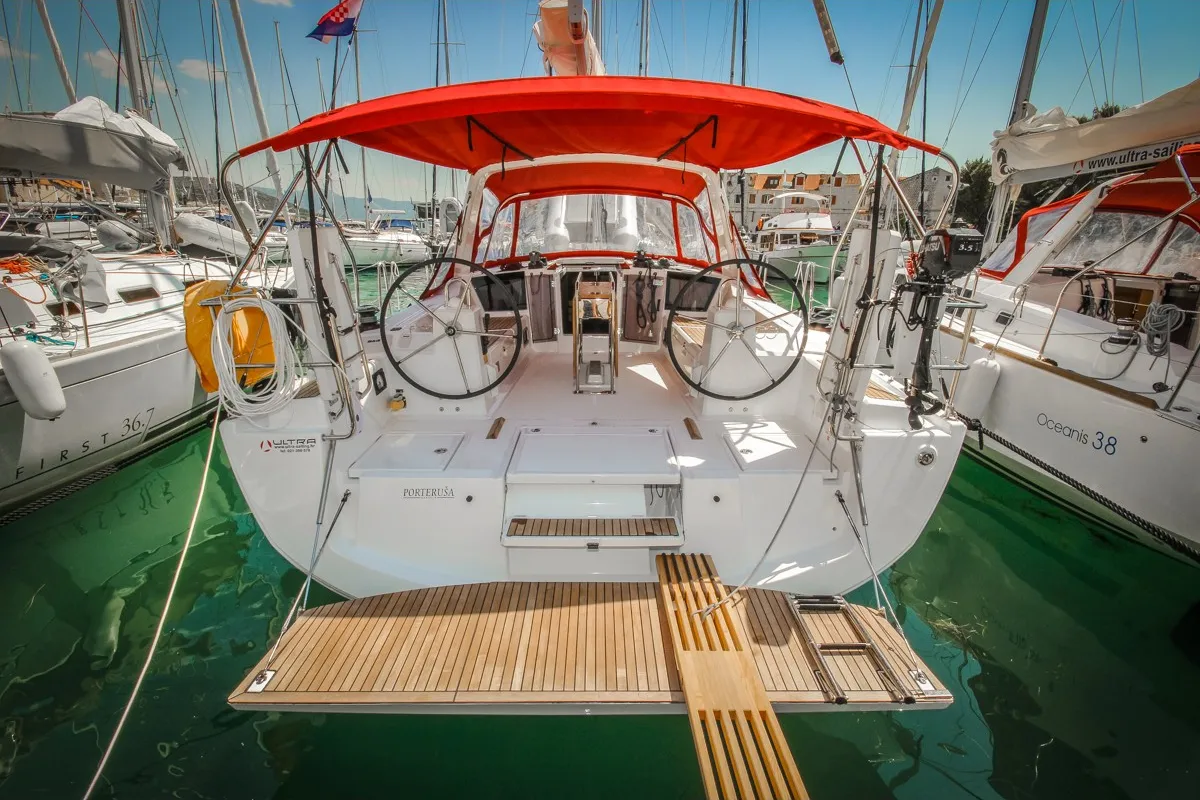 Exterior view of Porterusa, a Beneteau Oceanis 41.1 sailboat at Općina Medulin, Croatia