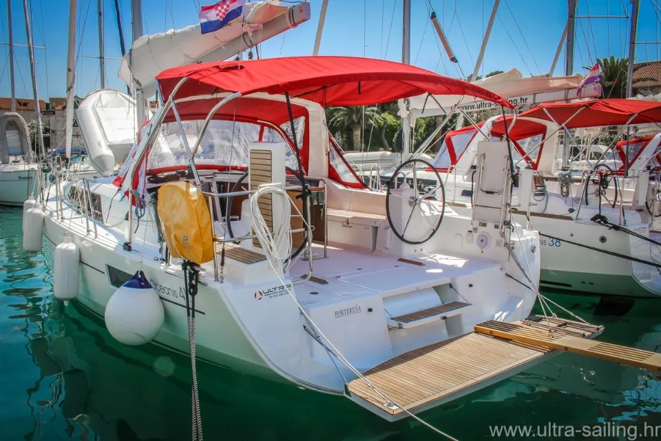 Exterior view of Porterusa, a Beneteau Oceanis 41.1 sailboat at Općina Medulin, Croatia