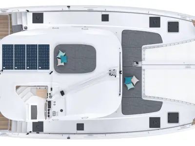 Floor plan of Tandem, a Lagoon 38 catamaran at Pianottoli-Caldarello, France