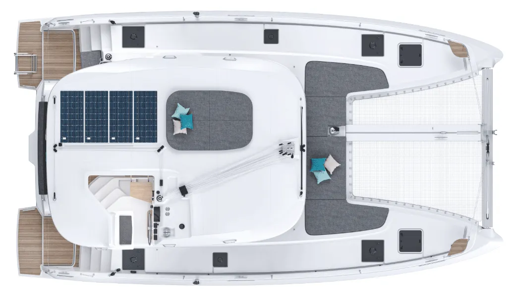 Floor plan of Tandem, a Lagoon 38 catamaran at Pianottoli-Caldarello, France