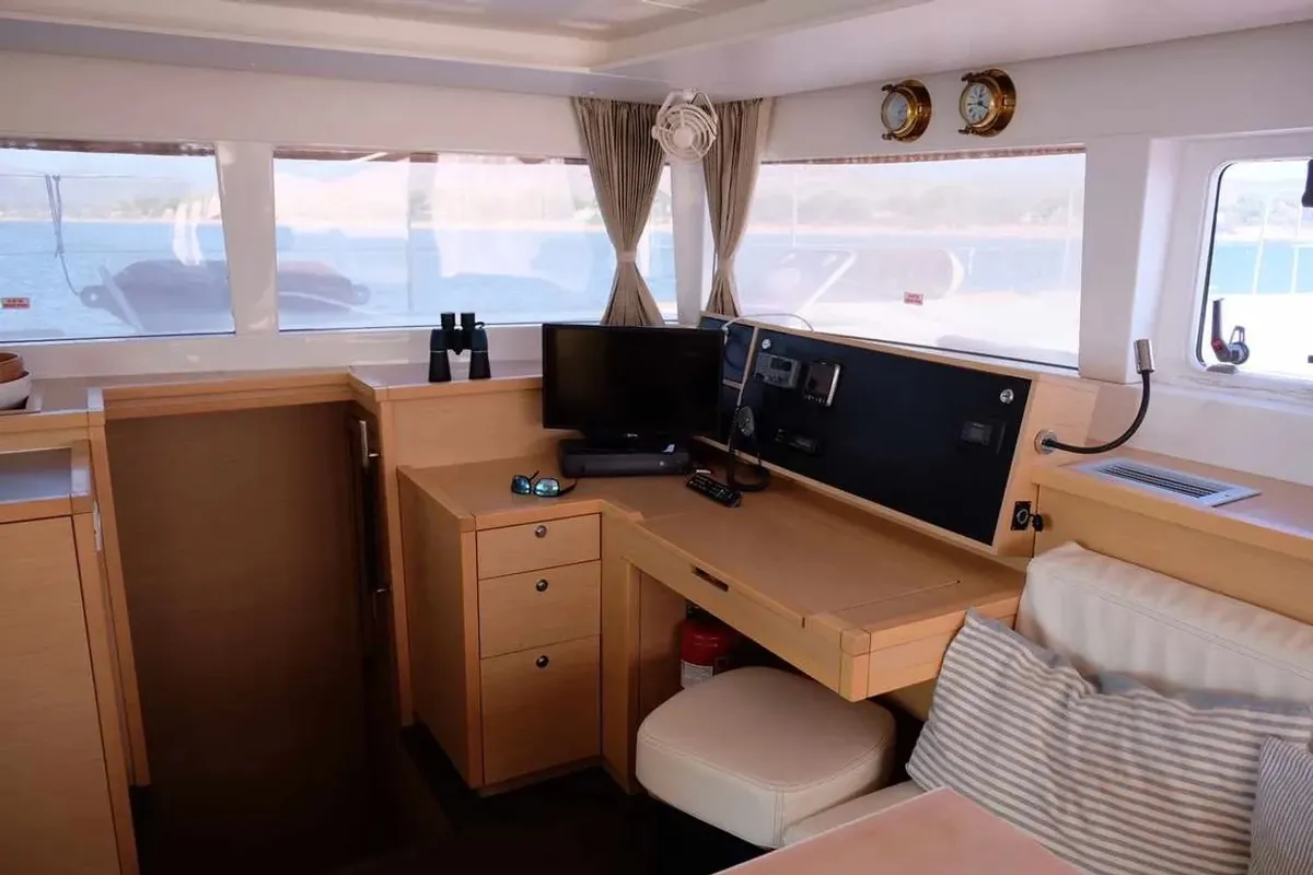 Cockpit of No name - Whole Yacht, a Lagoon 450 Fly catamaran at Municipal Unit of Lefkada, Greece