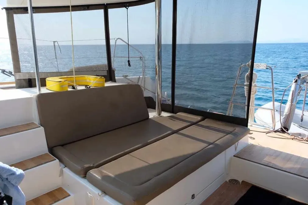 Deck of No name - Whole Yacht, a Lagoon 450 Fly catamaran at Municipal Unit of Lefkada, Greece