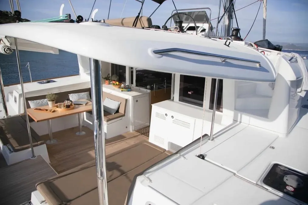 Deck of No name - Whole Yacht, a Lagoon 450 Fly catamaran at Municipal Unit of Lefkada, Greece