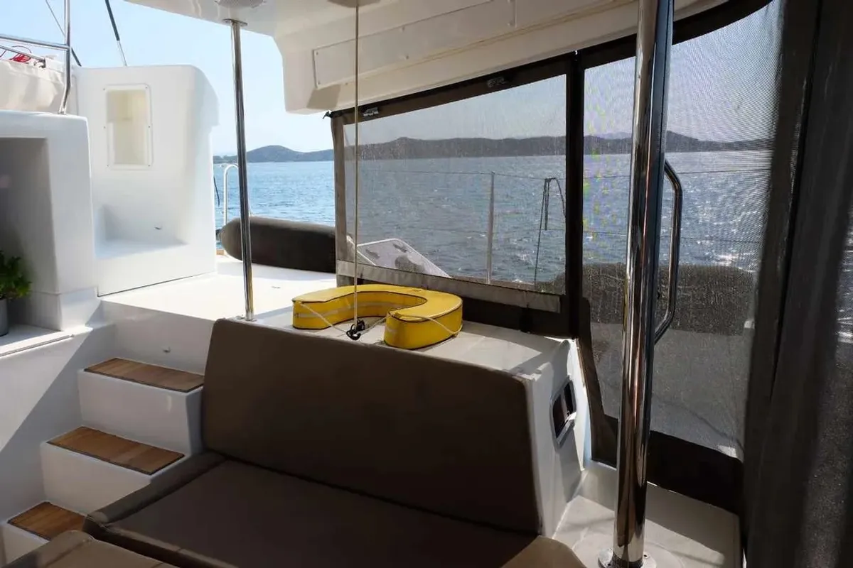 Deck of No name - Whole Yacht, a Lagoon 450 Fly catamaran at Municipal Unit of Lefkada, Greece