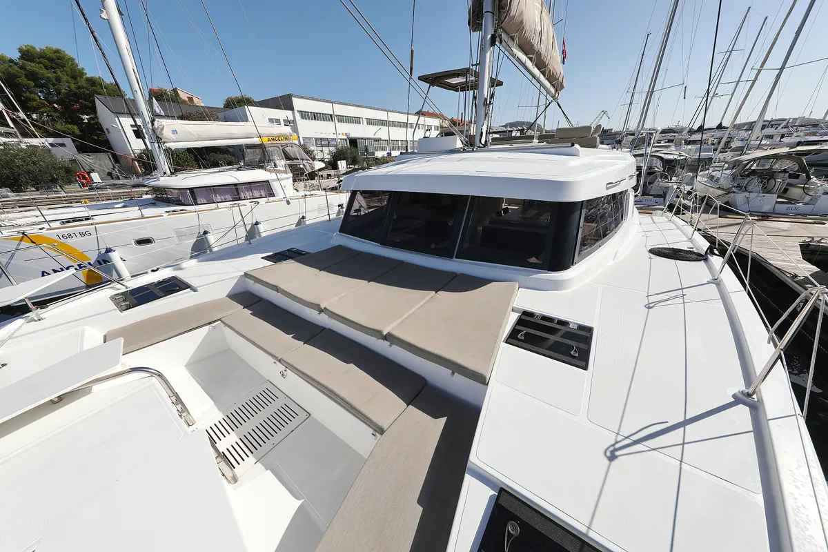 Deck of Sea Office, a Bali Catspace catamaran at Grad Trogir, Croatia