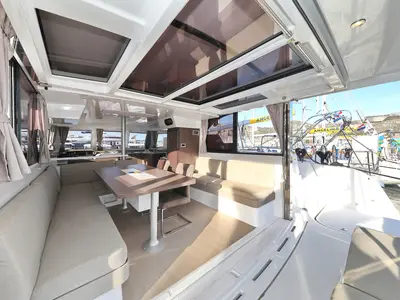 Salon of Sea Office, a Bali Catspace catamaran at Grad Trogir, Croatia