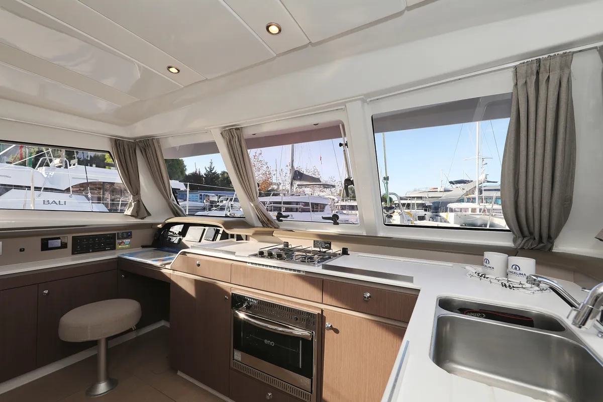 Galley of Sea Office, a Bali Catspace catamaran at Grad Trogir, Croatia