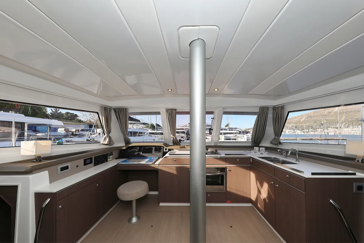 Galley of Sea Office, a Bali Catspace catamaran at Grad Trogir, Croatia