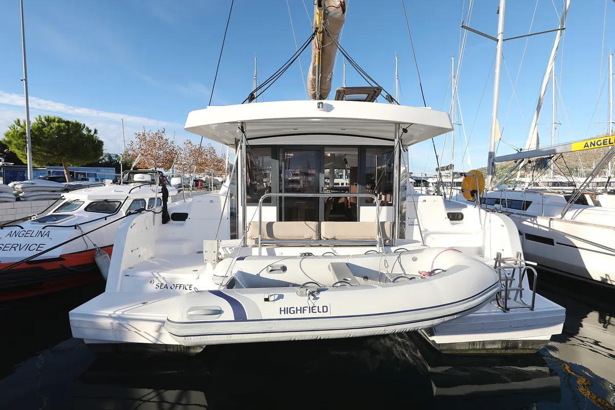 Exterior view of Sea Office, a Bali Catspace catamaran at Grad Trogir, Croatia