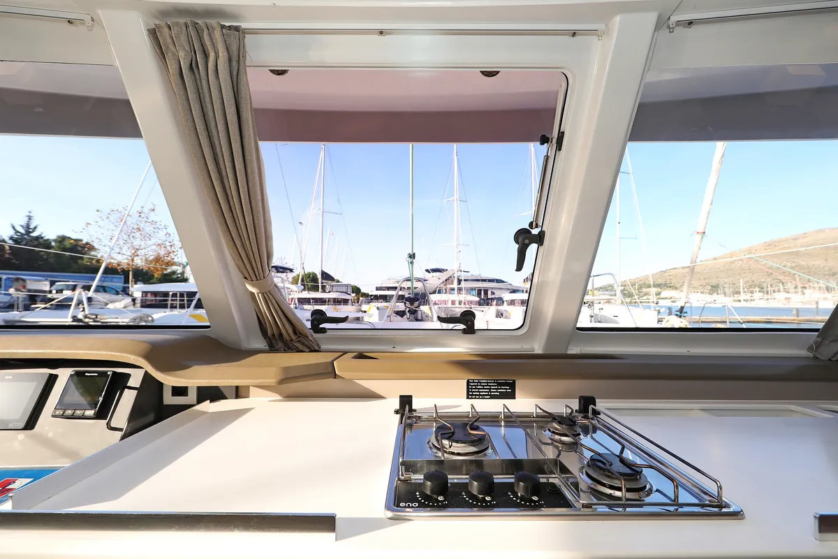 Galley of Sea Office, a Bali Catspace catamaran at Grad Trogir, Croatia