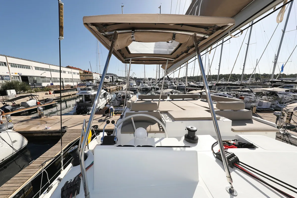 Deck of Sea Office, a Bali Catspace catamaran at Grad Trogir, Croatia