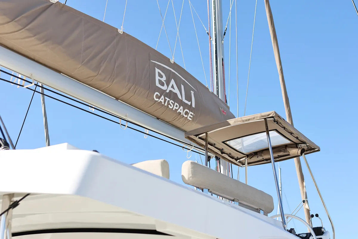 Cockpit of Sea Office, a Bali Catspace catamaran at Grad Trogir, Croatia