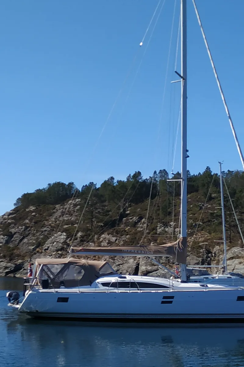 Exterior view of Perlen, a Elan Impression 45 sailboat at Bergen, Norway