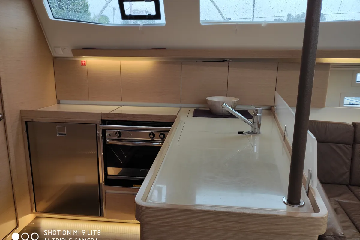 Galley of Perlen, a Elan Impression 45 sailboat at Bergen, Norway