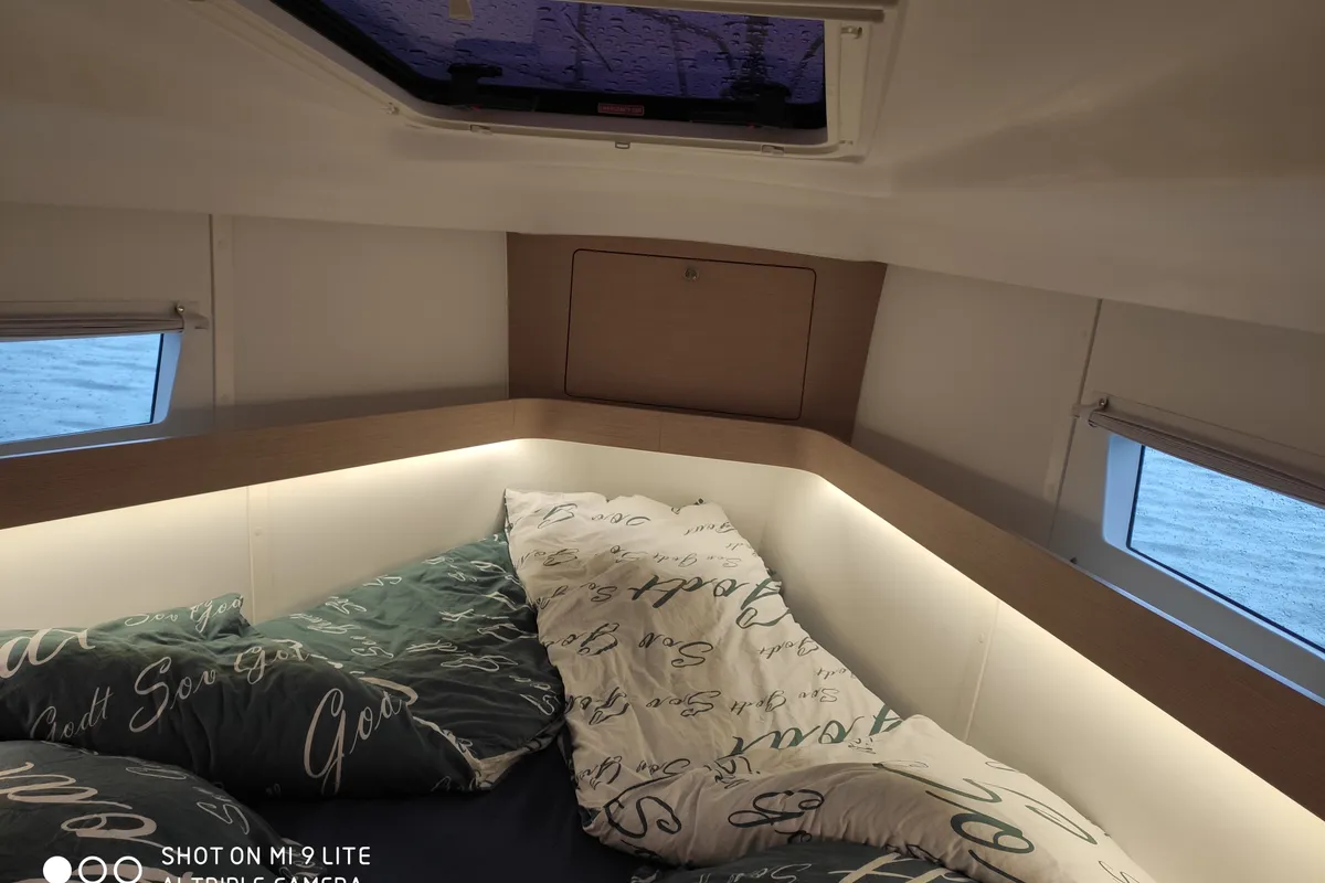Cabin on Perlen, a Elan Impression 45 sailboat at Bergen, Norway