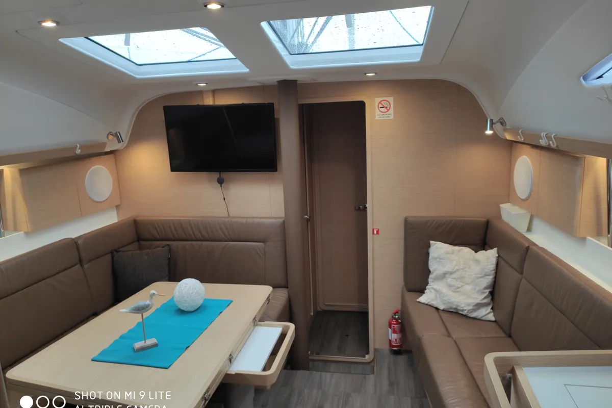 Salon of Perlen, a Elan Impression 45 sailboat at Bergen, Norway