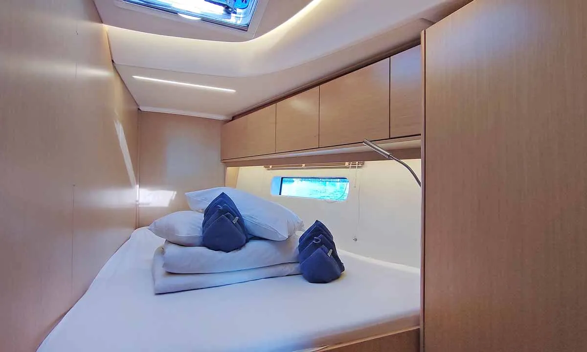 Cabin on Estinella, a Bavaria C46 sailboat at Grad Trogir, Croatia