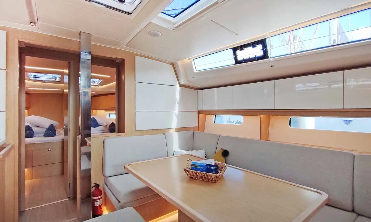 Salon of Estinella, a Bavaria C46 sailboat at Grad Trogir, Croatia