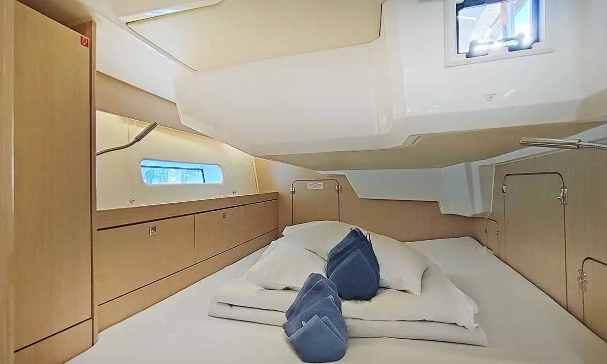 Cabin on Estinella, a Bavaria C46 sailboat at Grad Trogir, Croatia