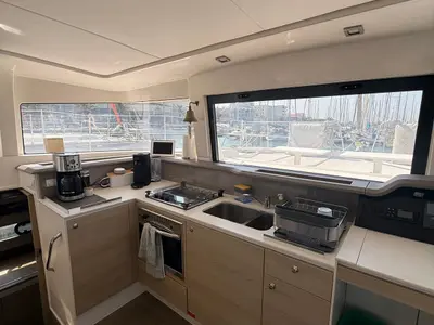 Galley of Bagatelle, a Bali 4.1 catamaran at Port de Sete, France