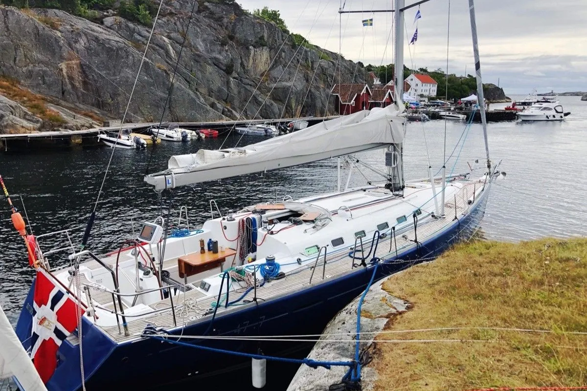 Exterior view of Blue Dawn, a Beneteau First 47.7 sailboat at Bergen, Norway