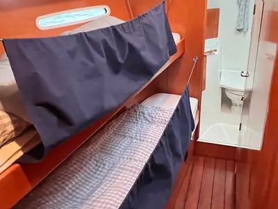 Cabin on Blue Dawn, a Beneteau First 47.7 sailboat at Bergen, Norway