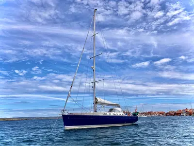 Exterior view of Blue Dawn, a Beneteau First 47.7 sailboat at Bergen, Norway